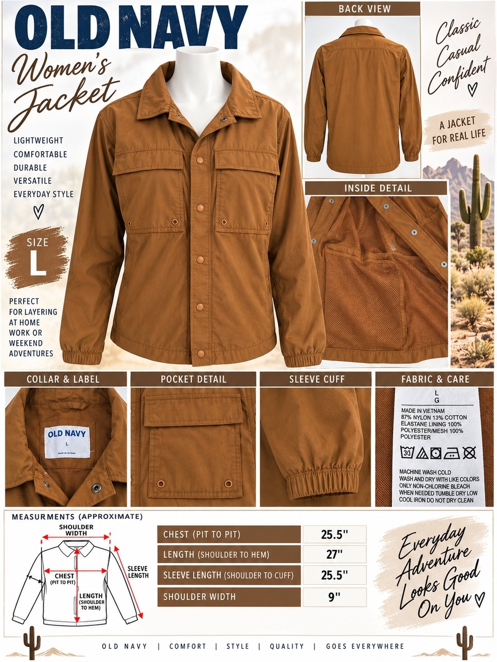 OLD NAVY WOMEN’S UTILITY JACKET — SIZE L
